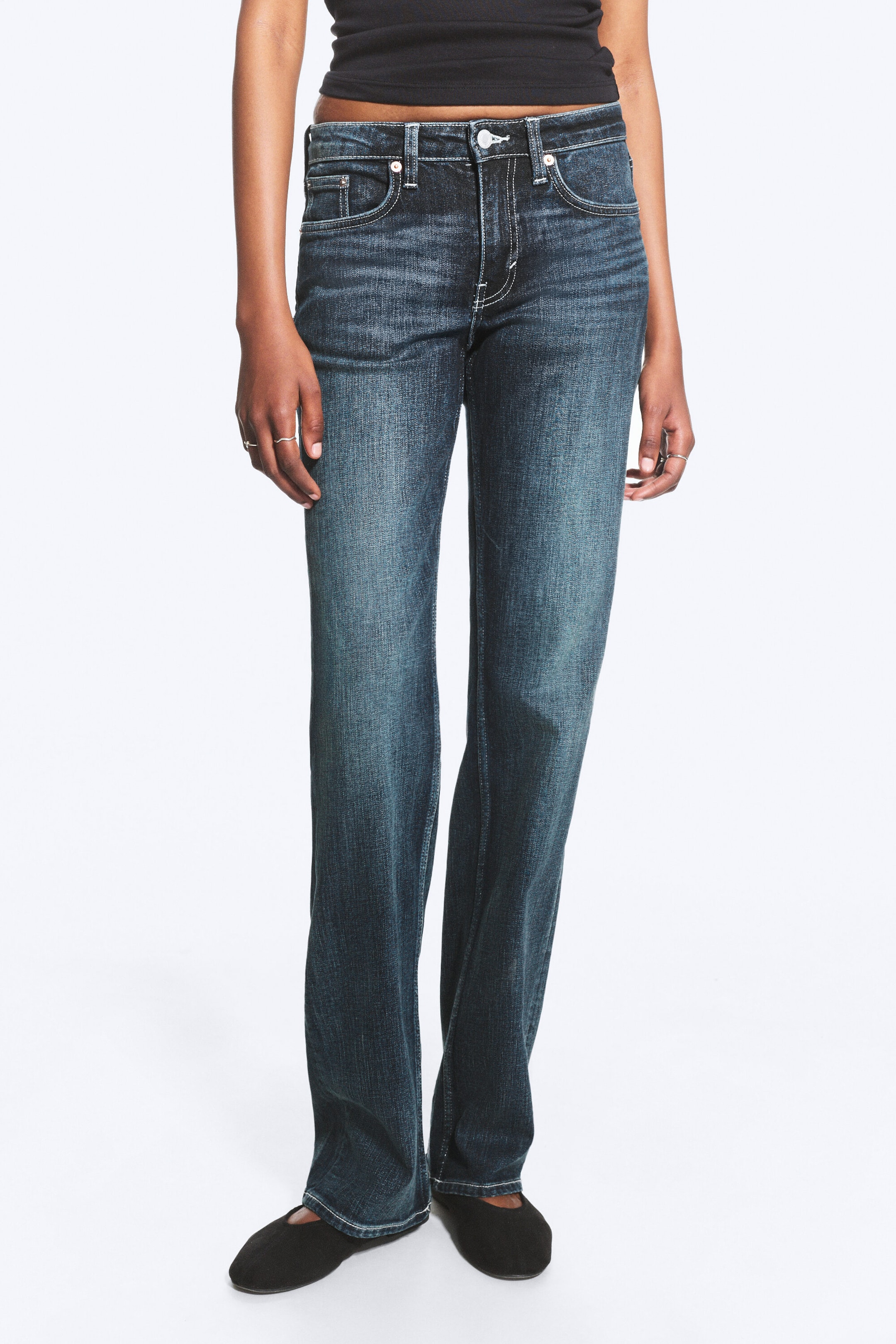 Bleu marine - Bleu foncé - Jean bootcut slim taille mi-haute Tension - 2