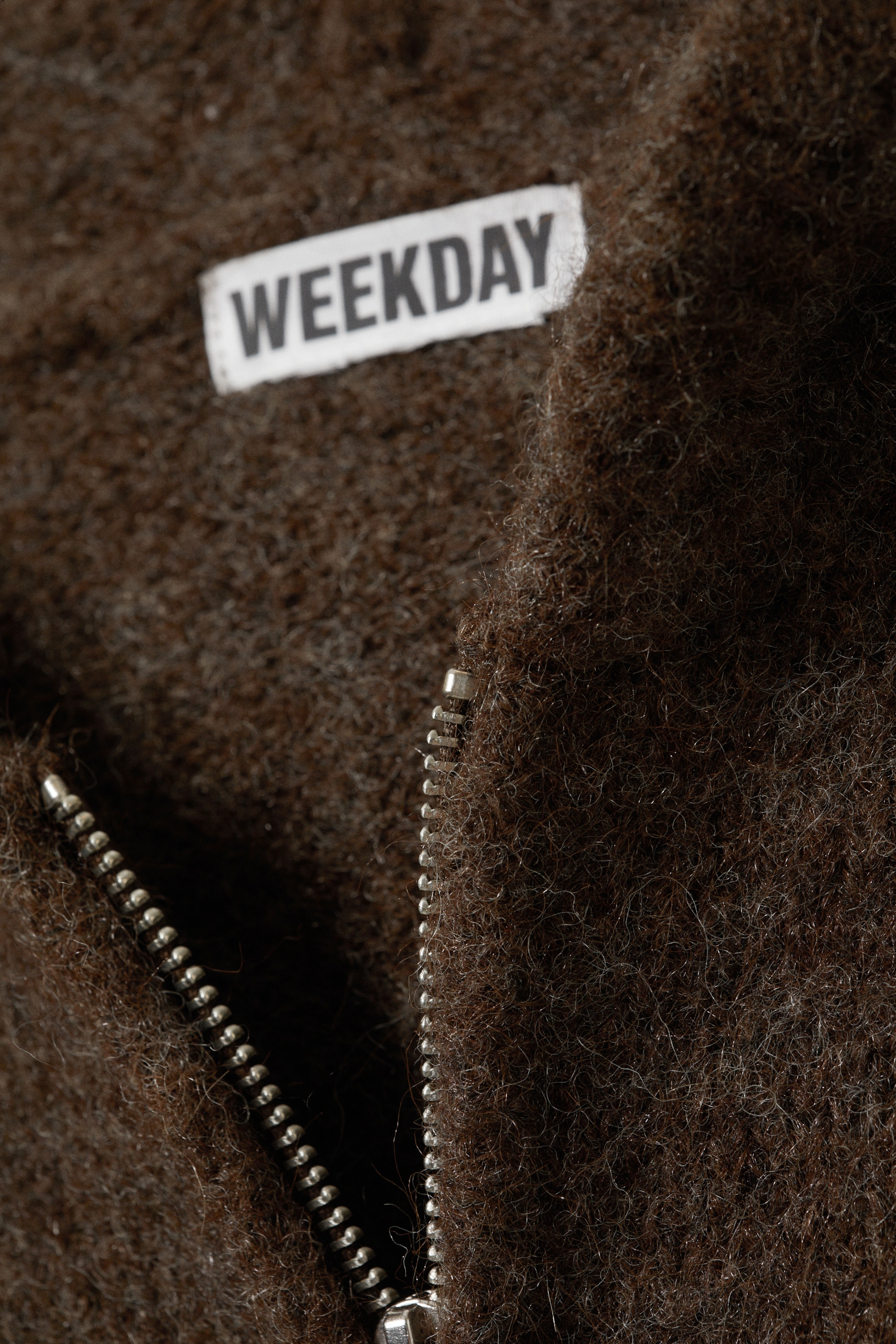 View larger image: Knitted Boxy Wool-Blend Zip Hoodie - Dark Brown Melange - Men | H&M GB 5