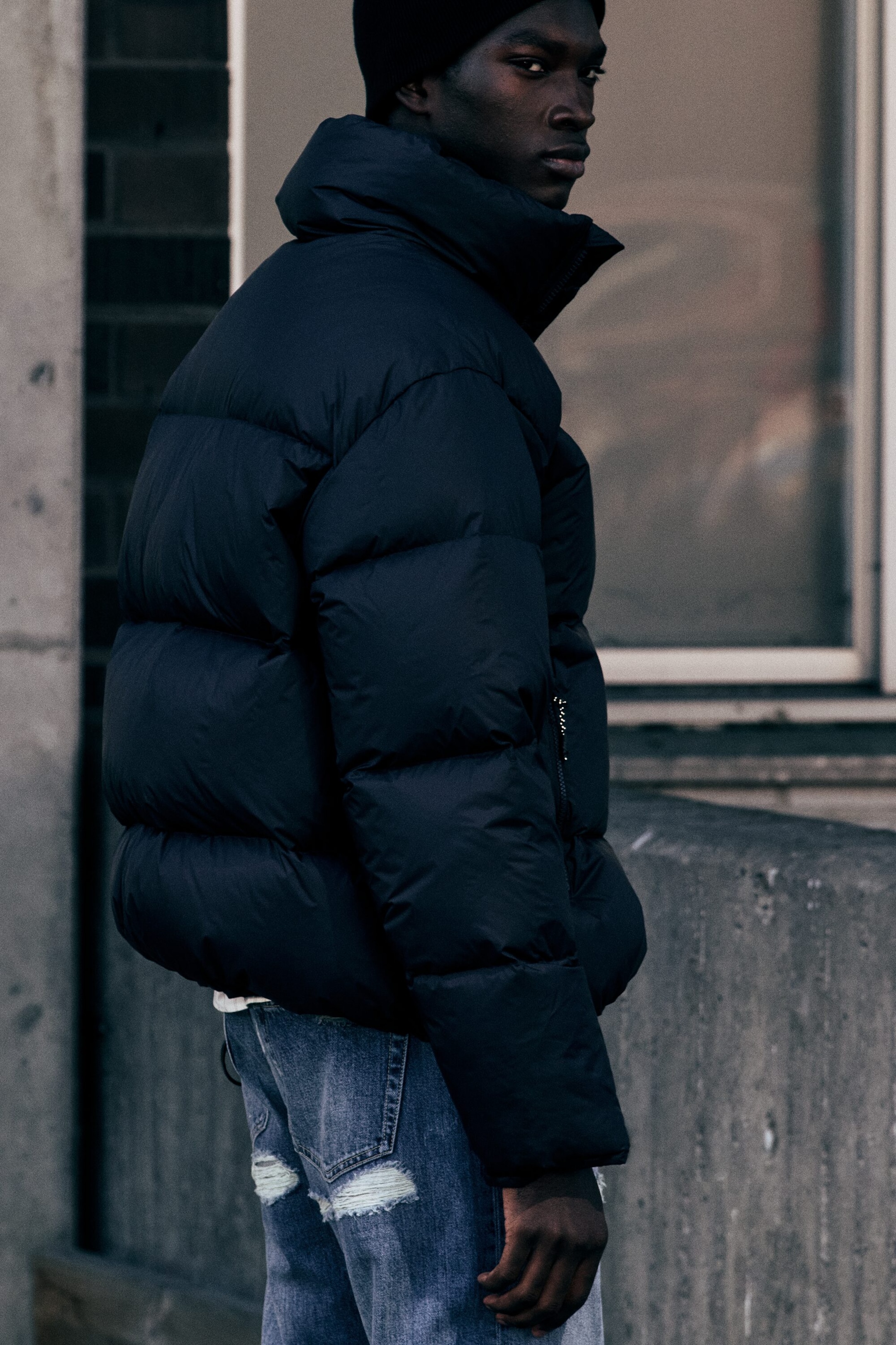 Dark Navy Blue - Recycled Down Relaxed Puffer Jacket - 2