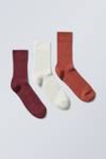rust/wine/oat - 3-pack Selma Socks - 0