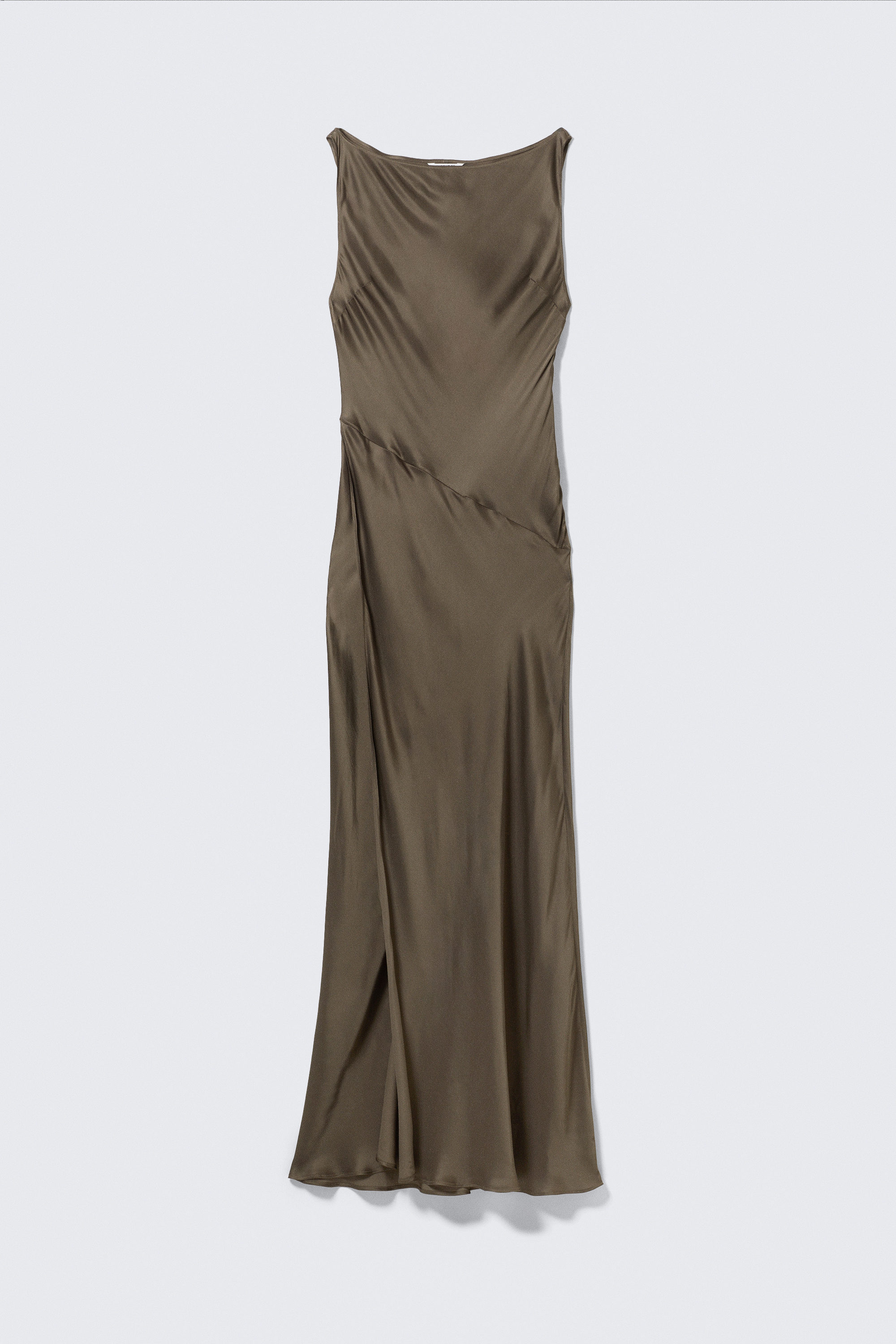 Dark Mole - Satin Boat-Neck Maxi Dress - 3