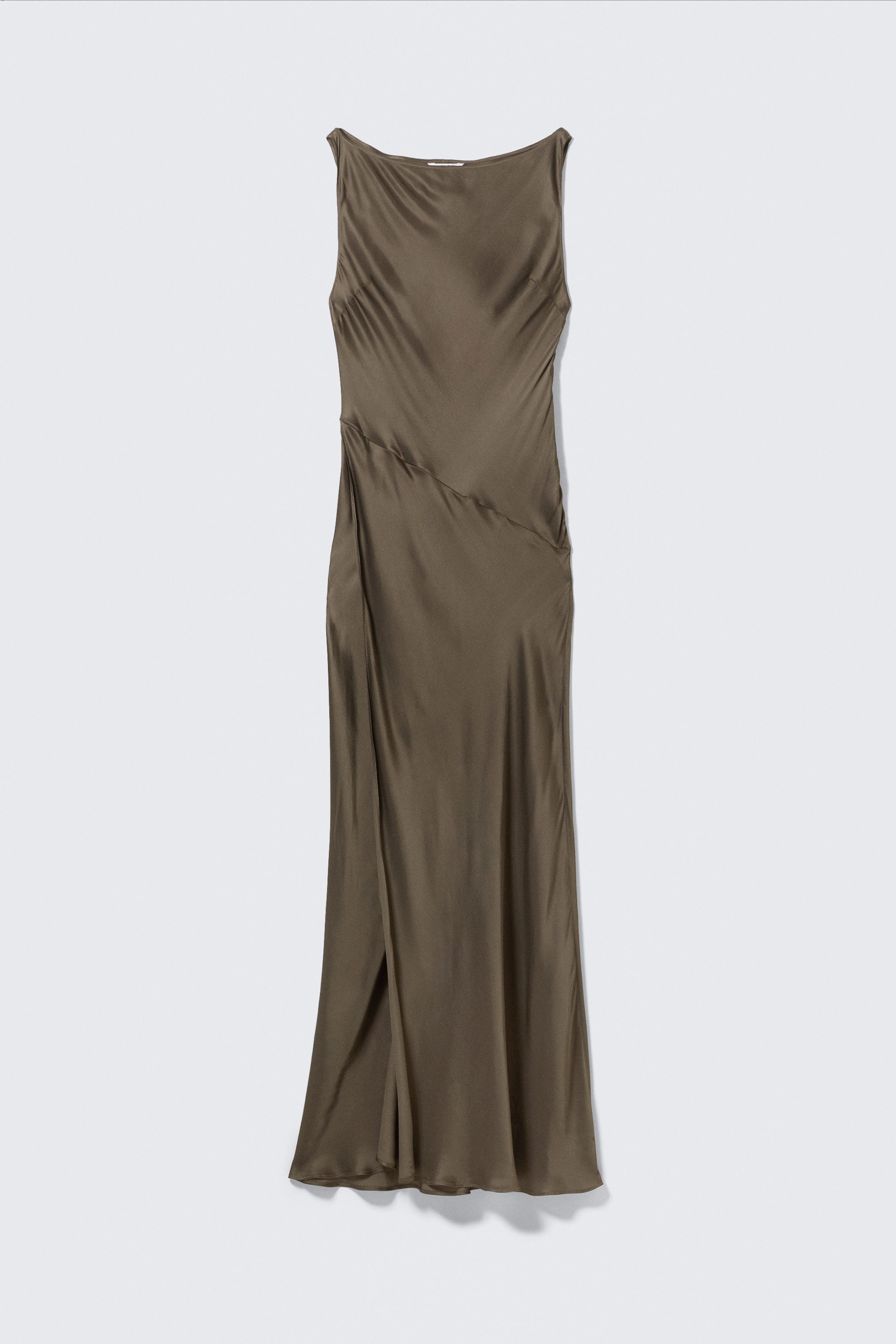 Dark Mole - Satin Boat-Neck Maxi Dress - 1