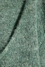Green Melange - Oversized Knitted V-Neck Sweater - 4