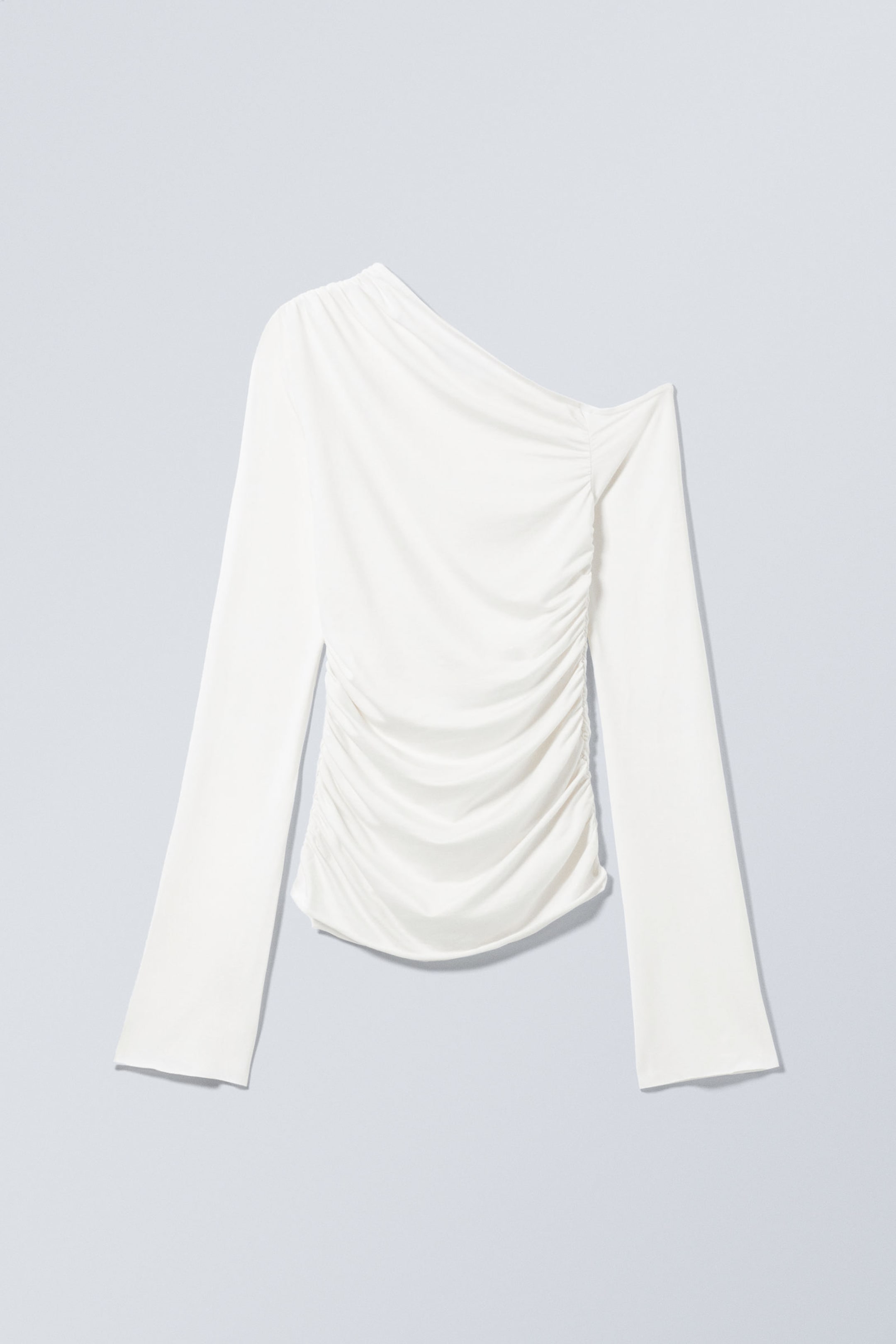 White - Drape Asymmetric Lyocell Top - 1