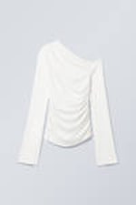 Weiß - Asymmetrisches Drape-Top aus Lyocell - 0