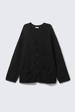 Black - Soft Knit V-Neck Cardigan - 3