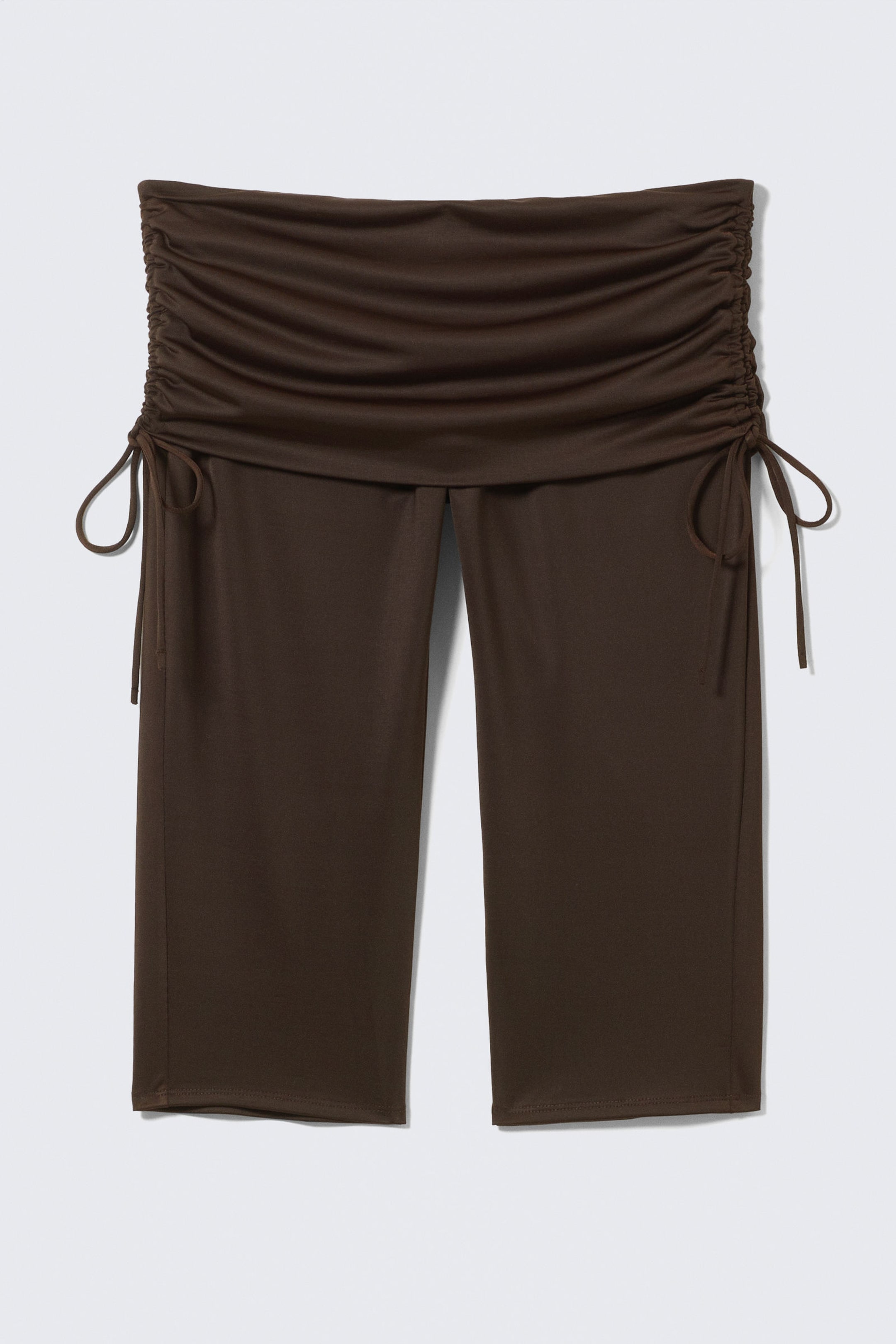 Dunkelbraun - Geraffte Capri-Leggings mit niedrigem Bund - 4