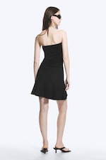 Schwarz - Gerafftes Tube-Minikleid - 2