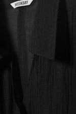 Transparent Black - Textured Long-Sleeved Wrap Shirt - 5