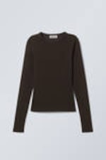 Dark Brown - Slim Fitted Long Sleeve - 3