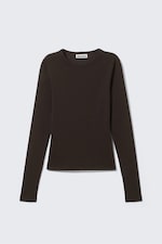 Dunkelbraun - Schmales Langarmtop - 3