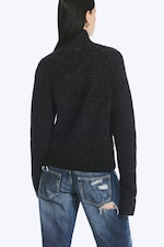 Dark Grey Melange - Soft Knitted Fitted Zip Cardigan - 3