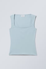 Hellblau - Top Antonia mit quadratischem Ausschnitt - 0