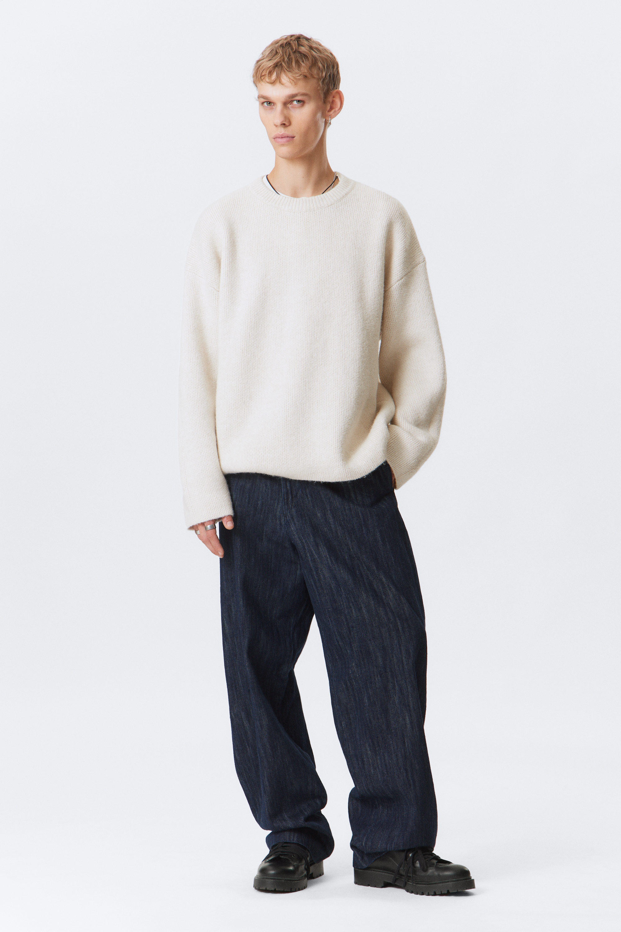 Light Dusty Mole - Teo Oversized Wool Blend Knit Sweater - 2