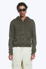 Dunkles Khakigrün - Verkürzter Zip-Hoodie - 2