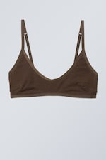 Donkerbruin - Inez katoenen bralette met ronde hals - 0