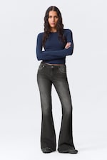 Phantom Black - Black - Katsumi Low Rise Slim Flared Leg Jeans - 0