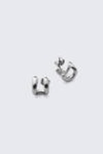 Silver - Organic-shaped Pin Earrings - 0