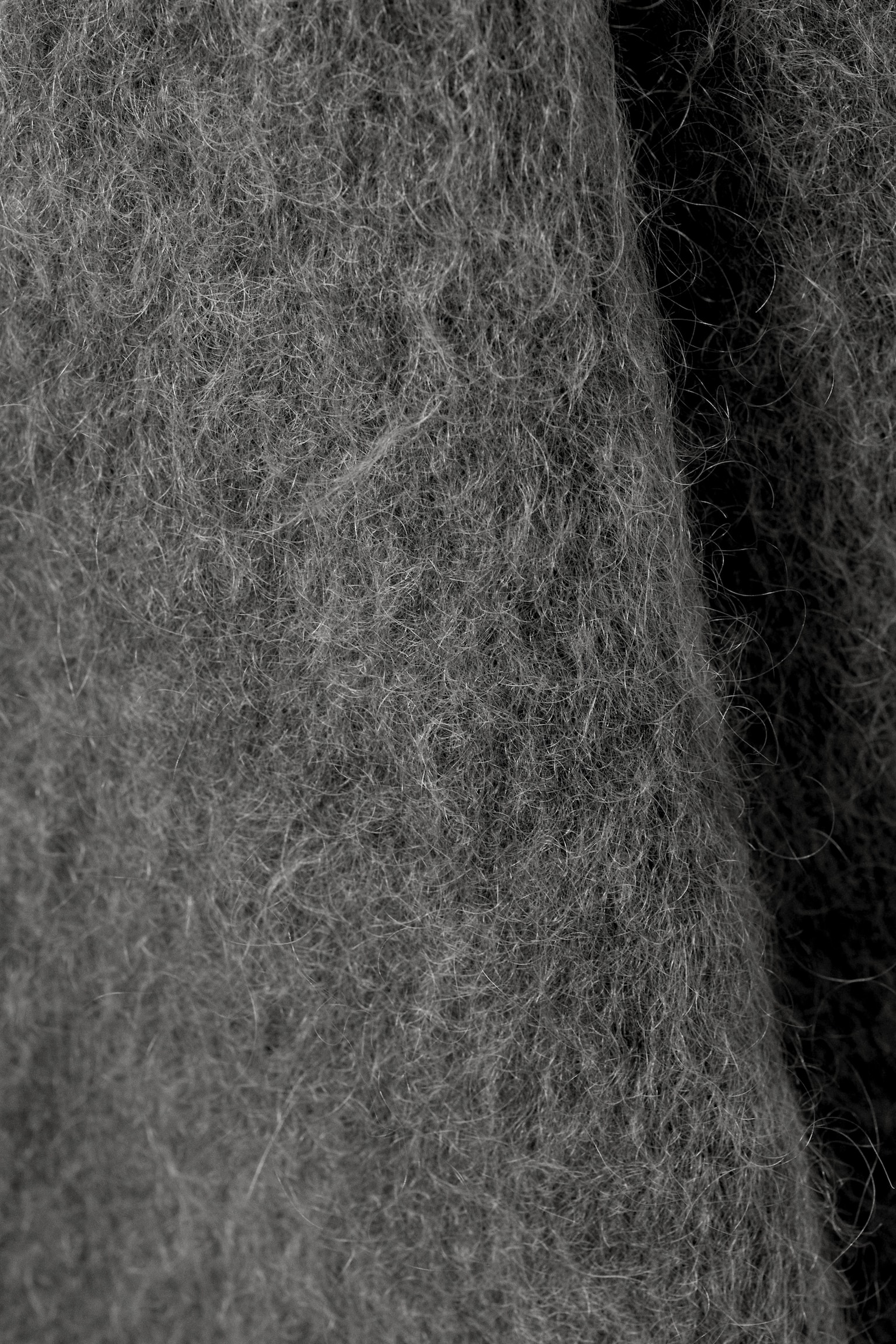 Mohair-Blend Funnel Neck Sweater - Dark Grey Melange/Dark Brown Melange - 6