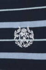 Striped Dark Blue - Shrunken Cotton T-shirt - 4