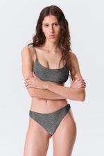 Grey - Glitter - Mid-Rise Glitter Brazilian Bikini Bottoms - 0