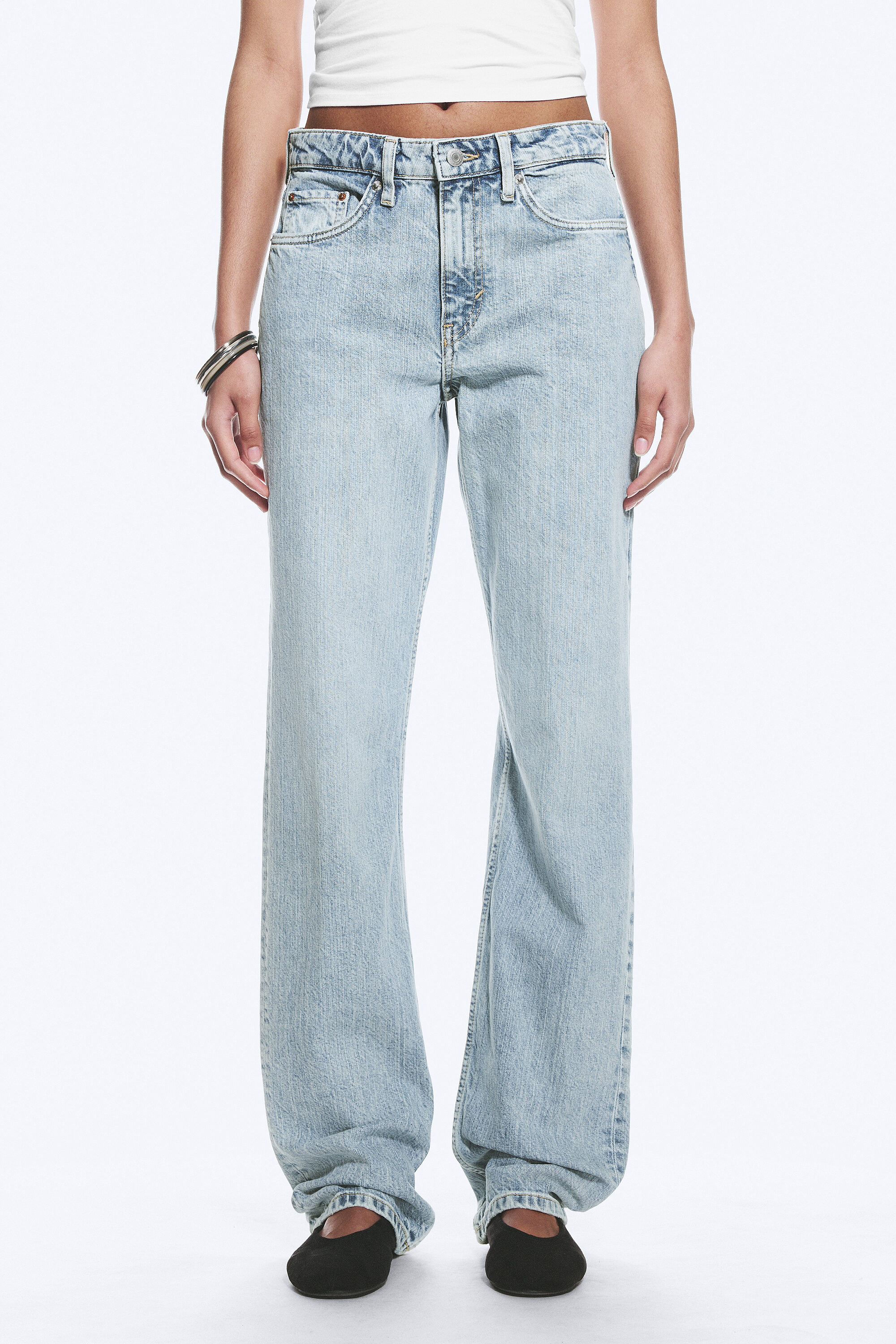 laika mid rise regular straight jeans - Dream Blue - Light Blue