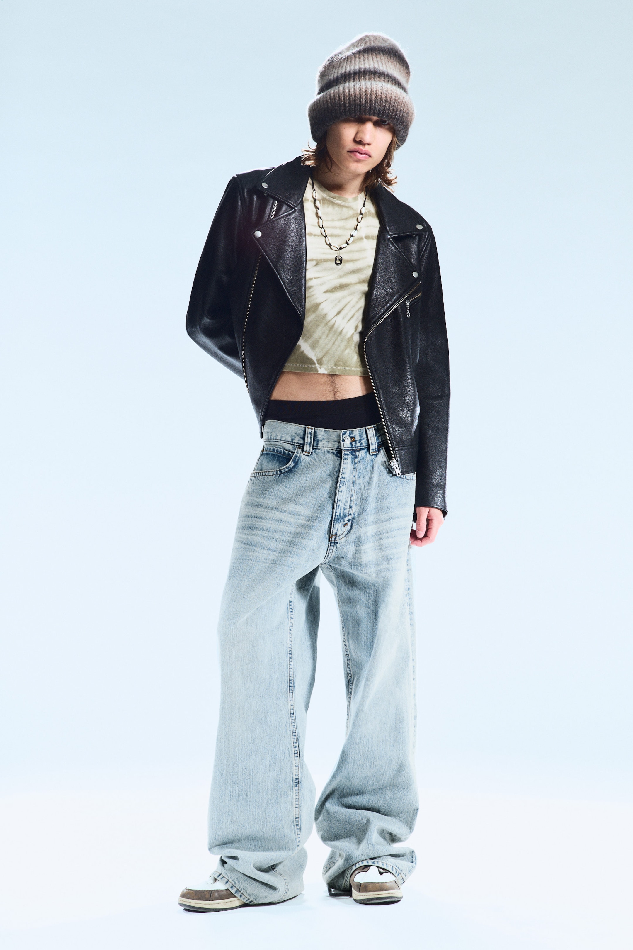 Light Blue - Looser Regular Waist Loose Straight Jeans - 1