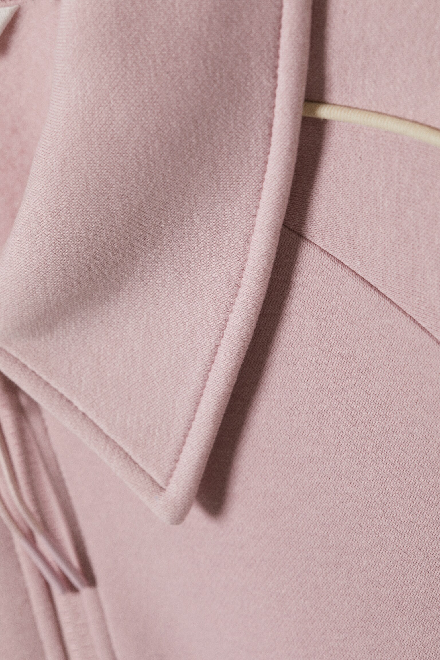 Loose Half-Zip Polo Sweatshirt - Light Dusty Pink/Dark Brown - 4