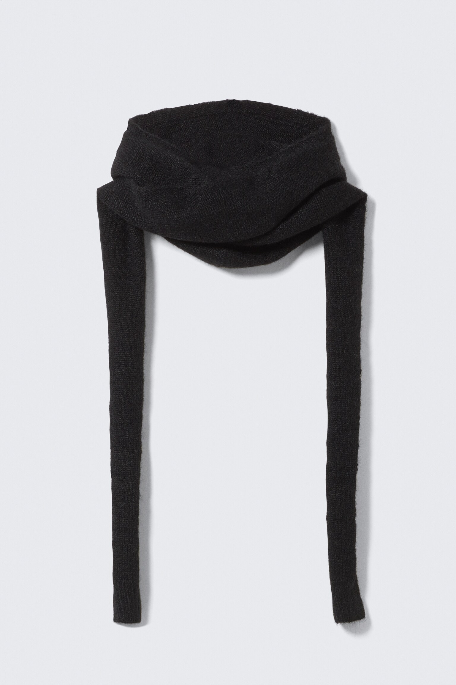 Sciarpa con cappuccio e nodo - Nero/Grigio scuro mélange/Beige