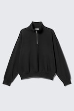 Black - Loose Half Zip Sweatshirt - 3