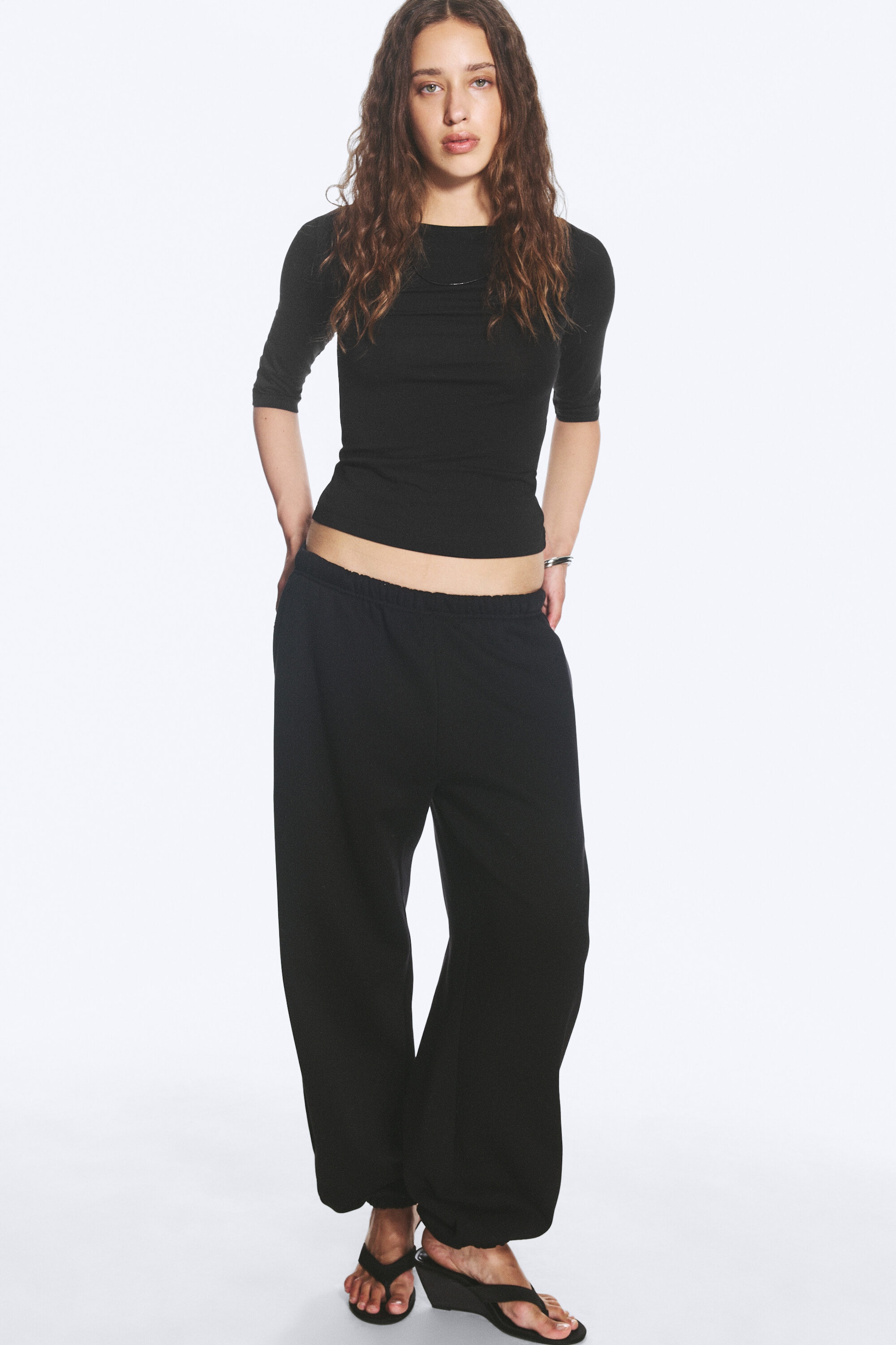 Black - Loose Heavyweight Sweatpants - 1