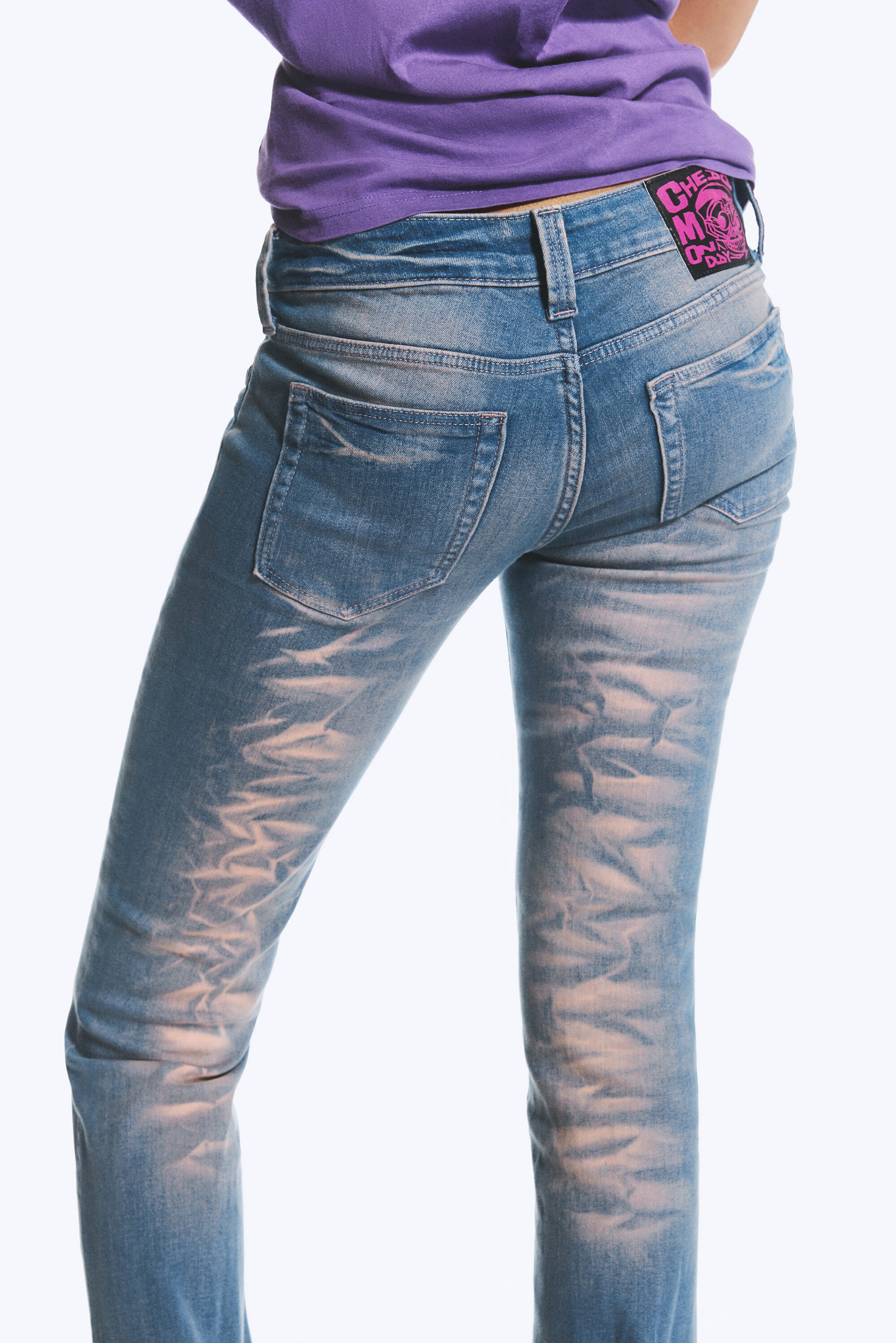 Angel Blue - Mellanblå - Booty Bei Low Waist Skinny Bootcut Jeans - 3