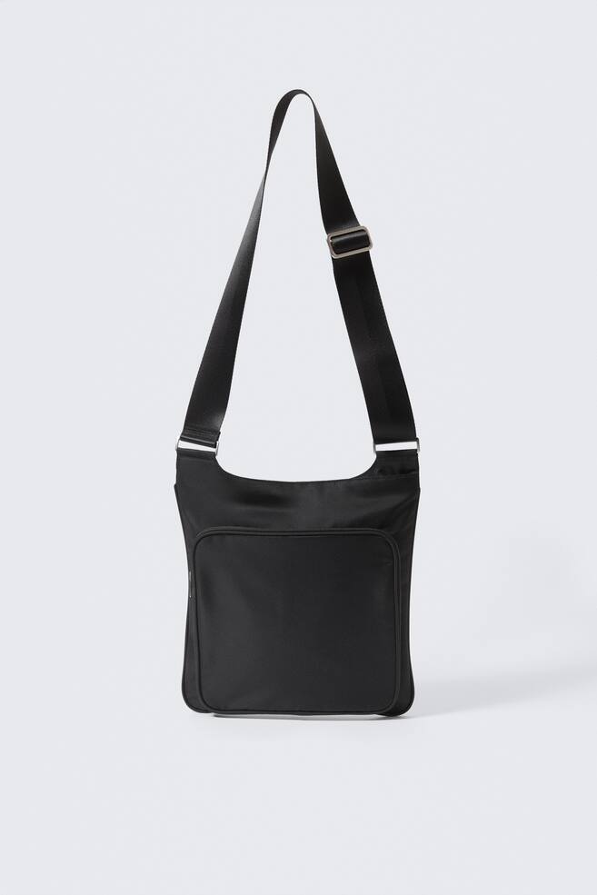 Sporty Piped Nylon Crossbody Bag - Black - 1