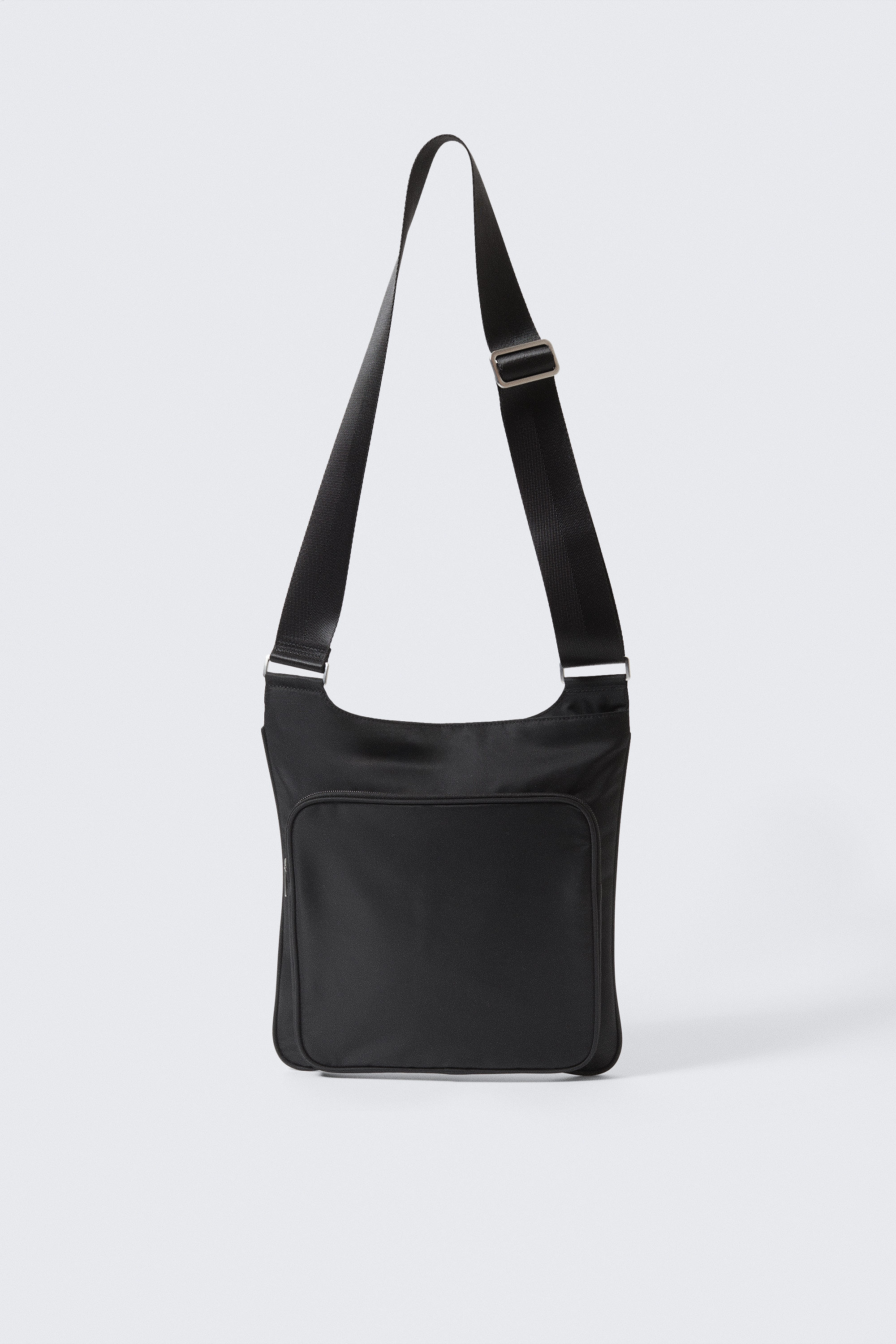 Black - Sporty Piped Nylon Crossbody Bag - 1