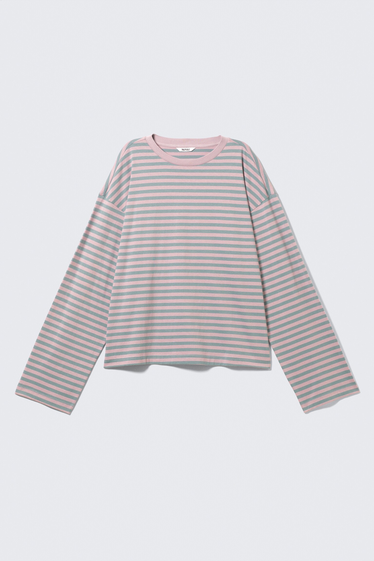 Long-Sleeved Cotton T-shirt - Pink Stripes/Bright Red & Beige Stripes/Blue & Burgundy Stripes - 2