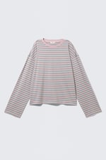 Pink Stripes - Long-Sleeved Cotton T-shirt - 0
