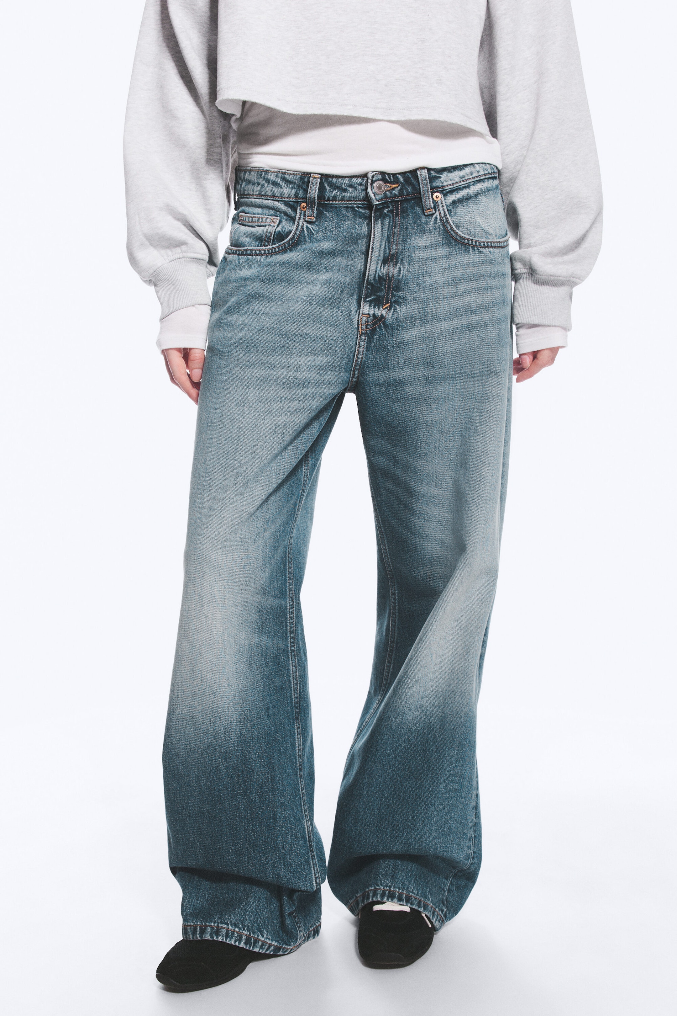 Blue Horses - Medium Blue - Missy Low Rise Loose Straight Jeans - 2
