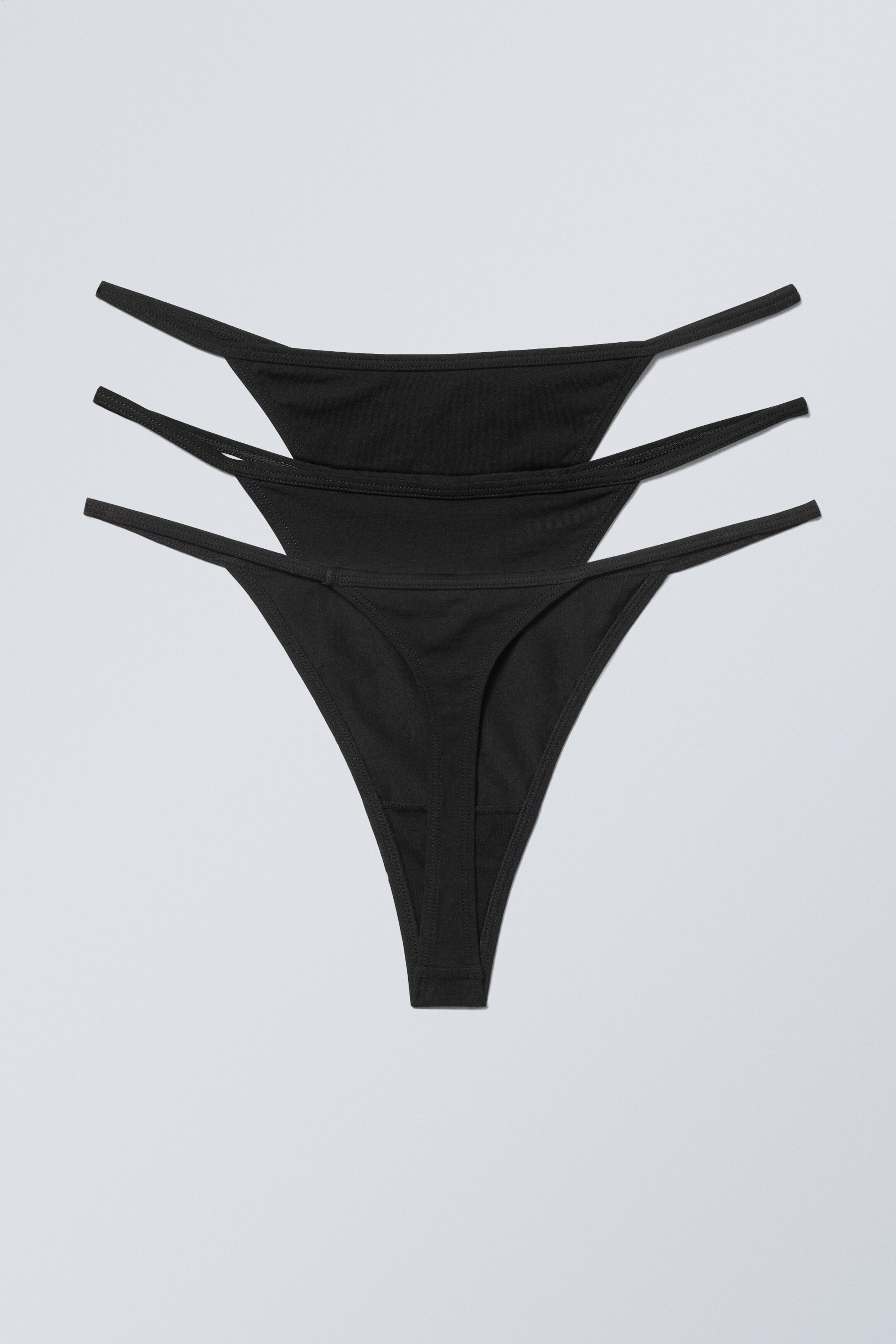 Black - 3-pack Alex Cotton Tanga Thong - 1