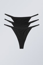 Black - 3-pack Alex Cotton Tanga Thong - 1