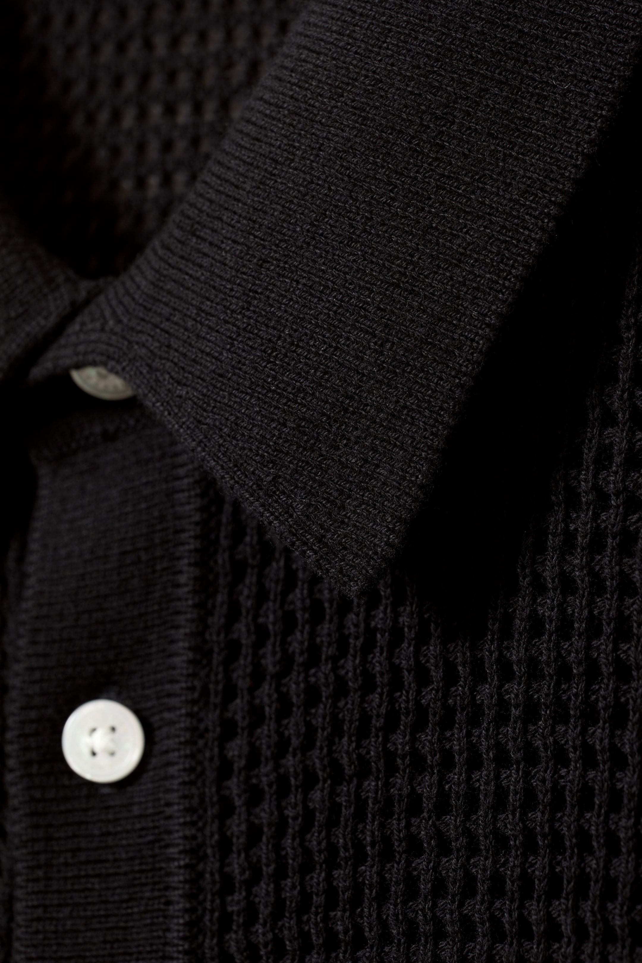 Noir - Chemise crochetée décontractée à manches courtes - 1