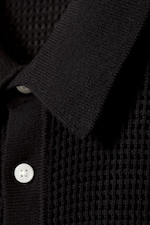 Noir - Chemise crochetée décontractée à manches courtes - 1
