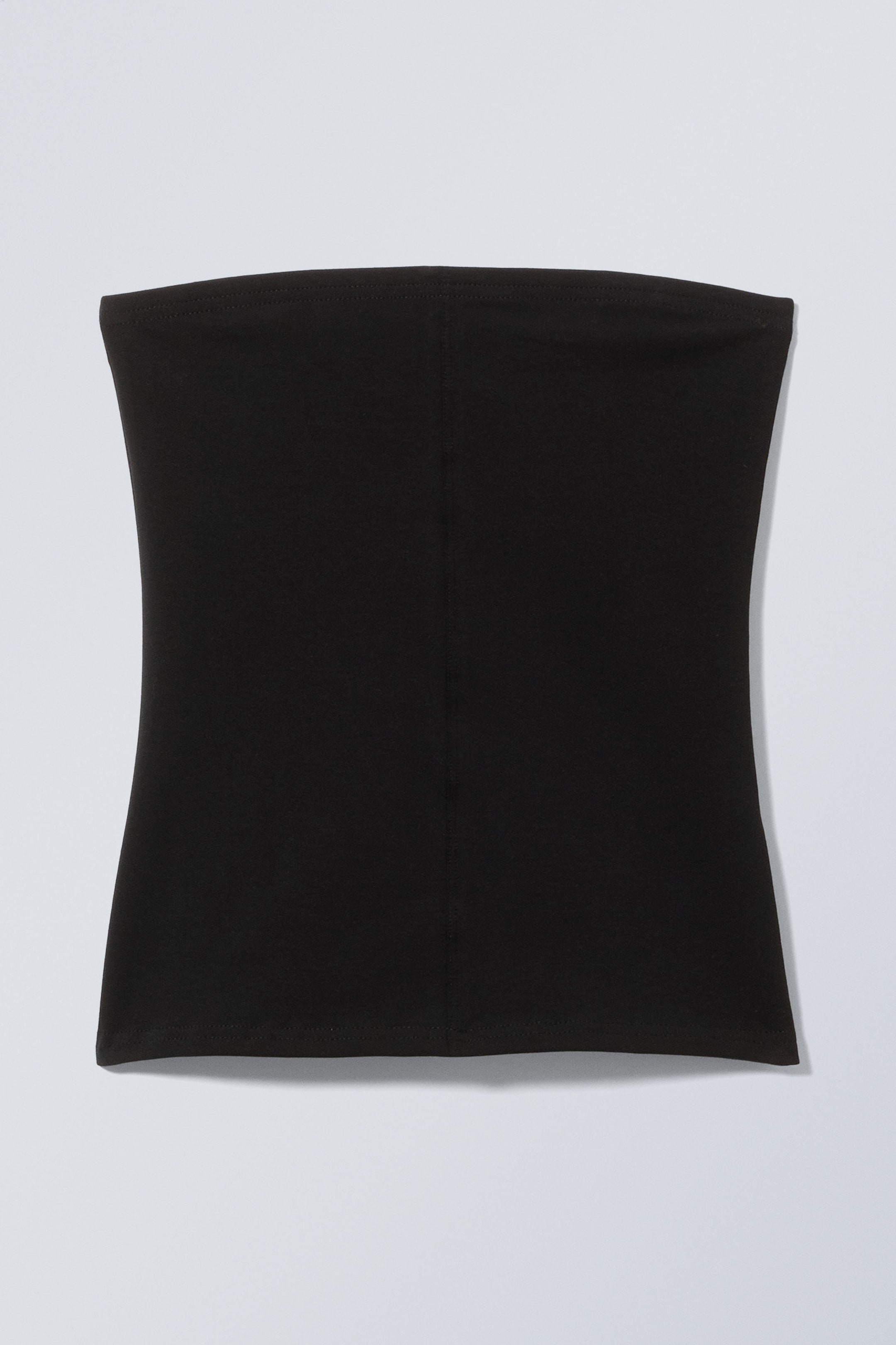 Schwarz - Figurbetontes Tube-Top aus Baumwolle - 0