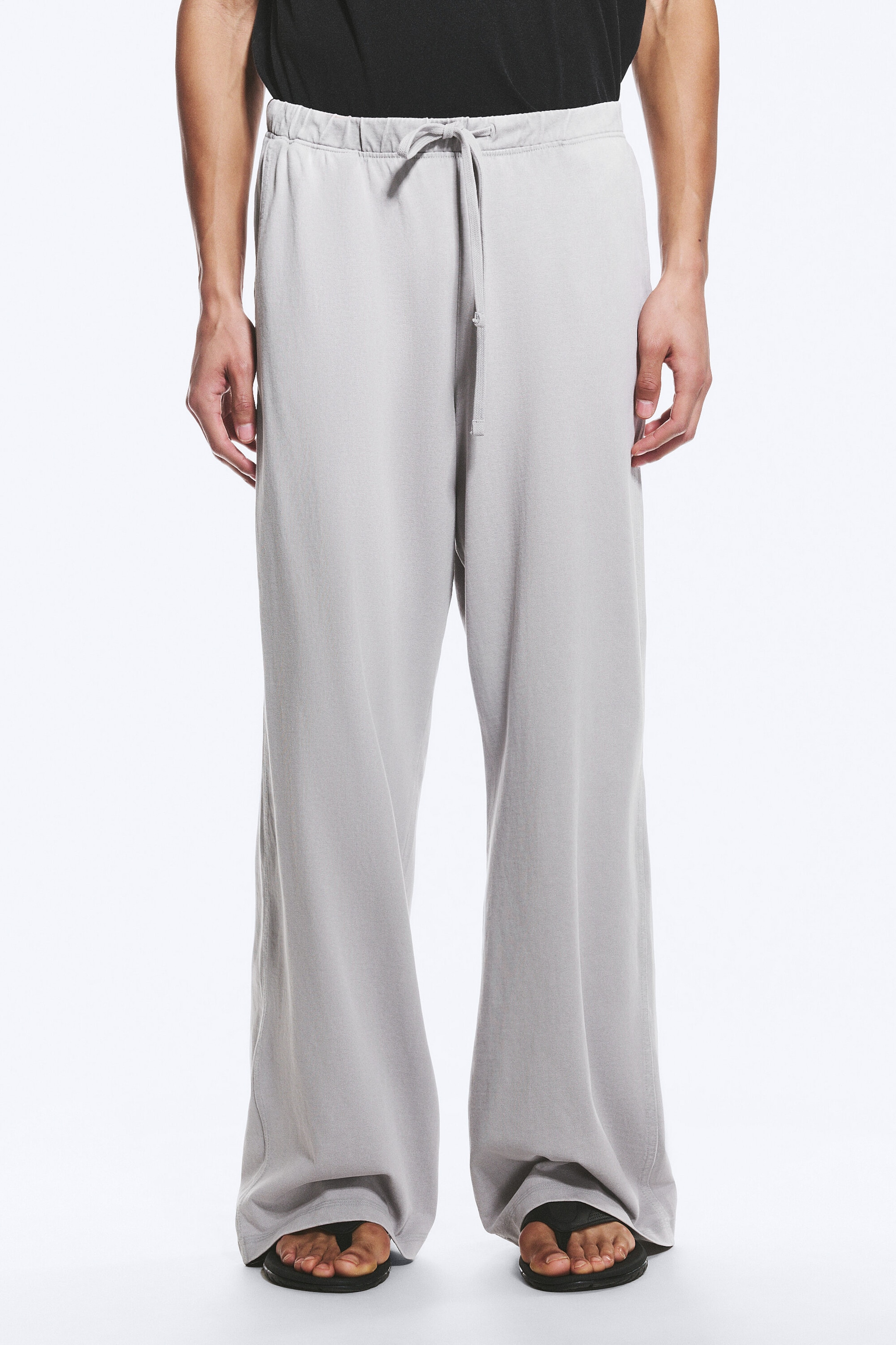 Helles Staubgrau - Weite Pyjamahose aus Baumwolle - 2