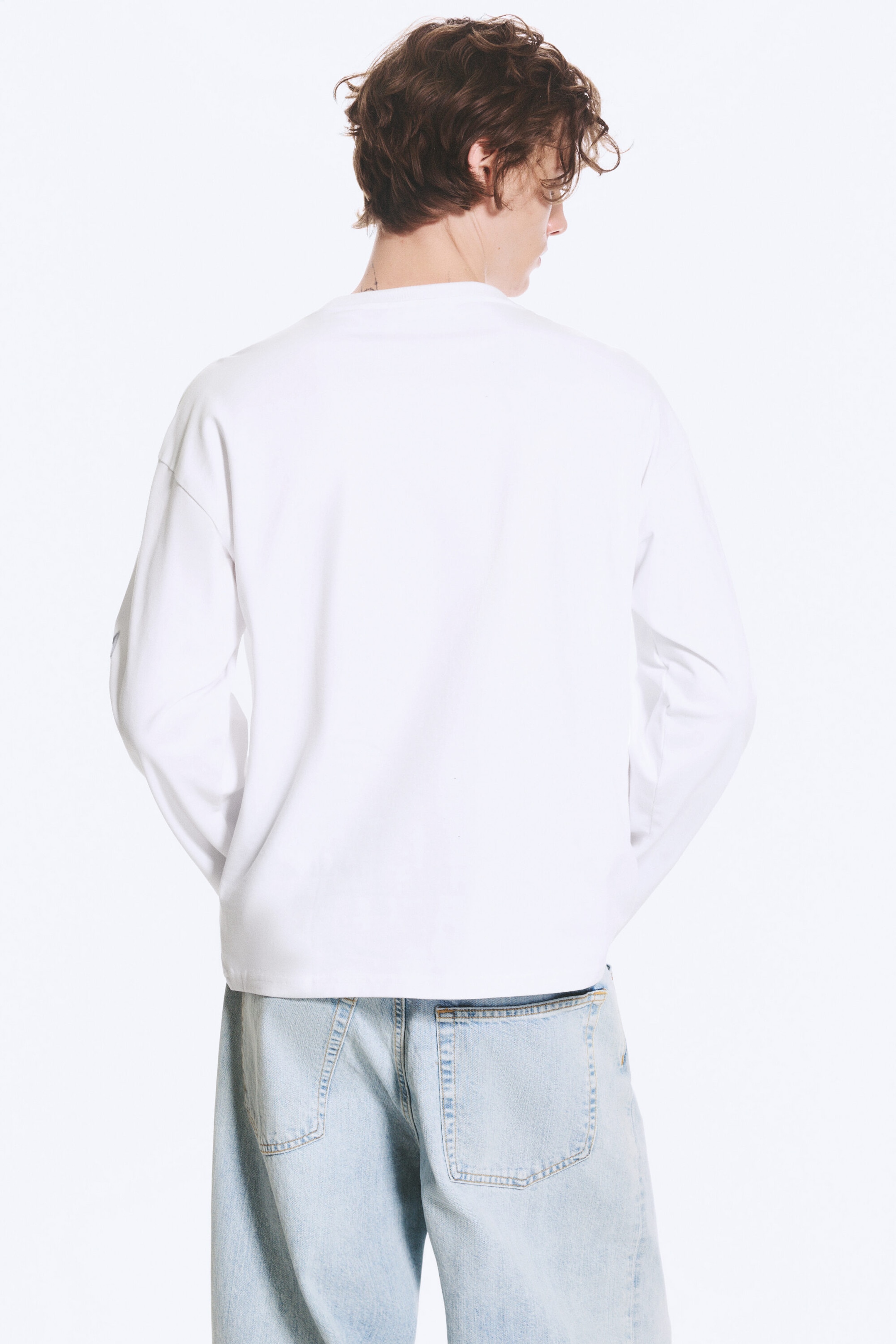 Weiß - Spark-Spray - Kastiges Langarmshirt mit Grafikprint - 3