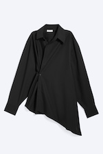 Off-black - Cross-buttoned Expand Shirt - 6