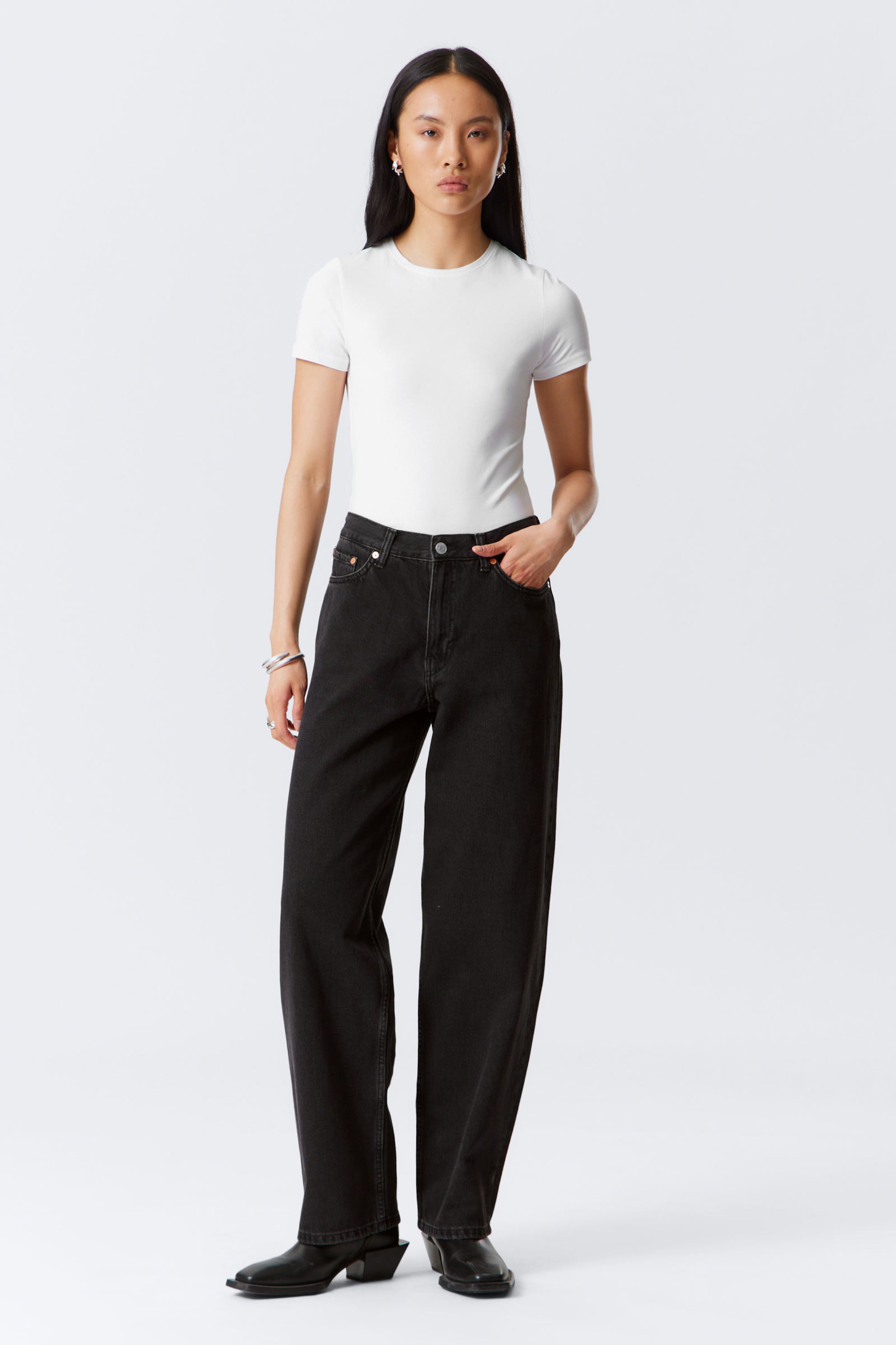 #272628 - Rail Mid Waist Loose Wide Leg Jeans - 1
