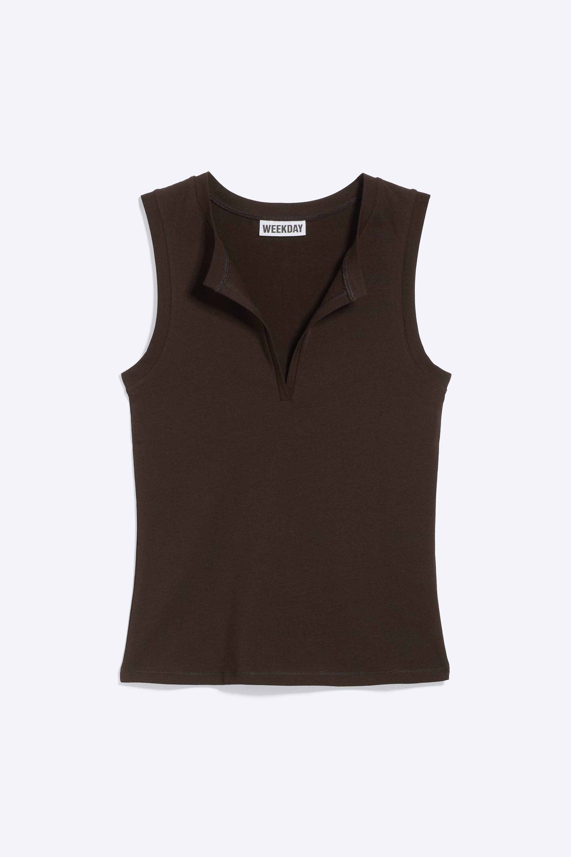 slim v-neck sleeveless top - Dark Brown | Weekday EU