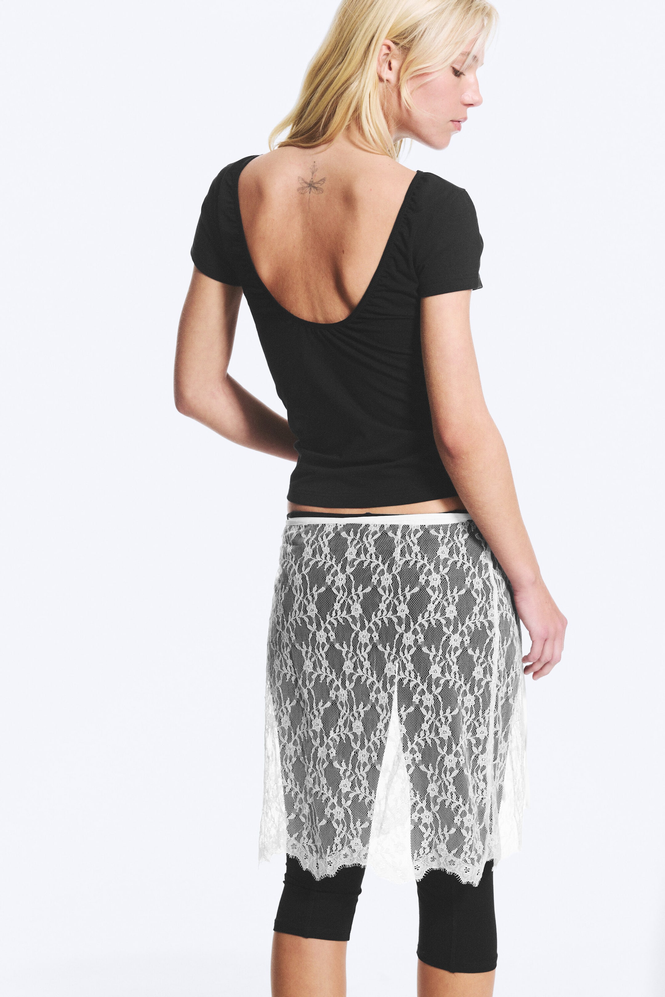 Black - Open back mini T-shirt - 0