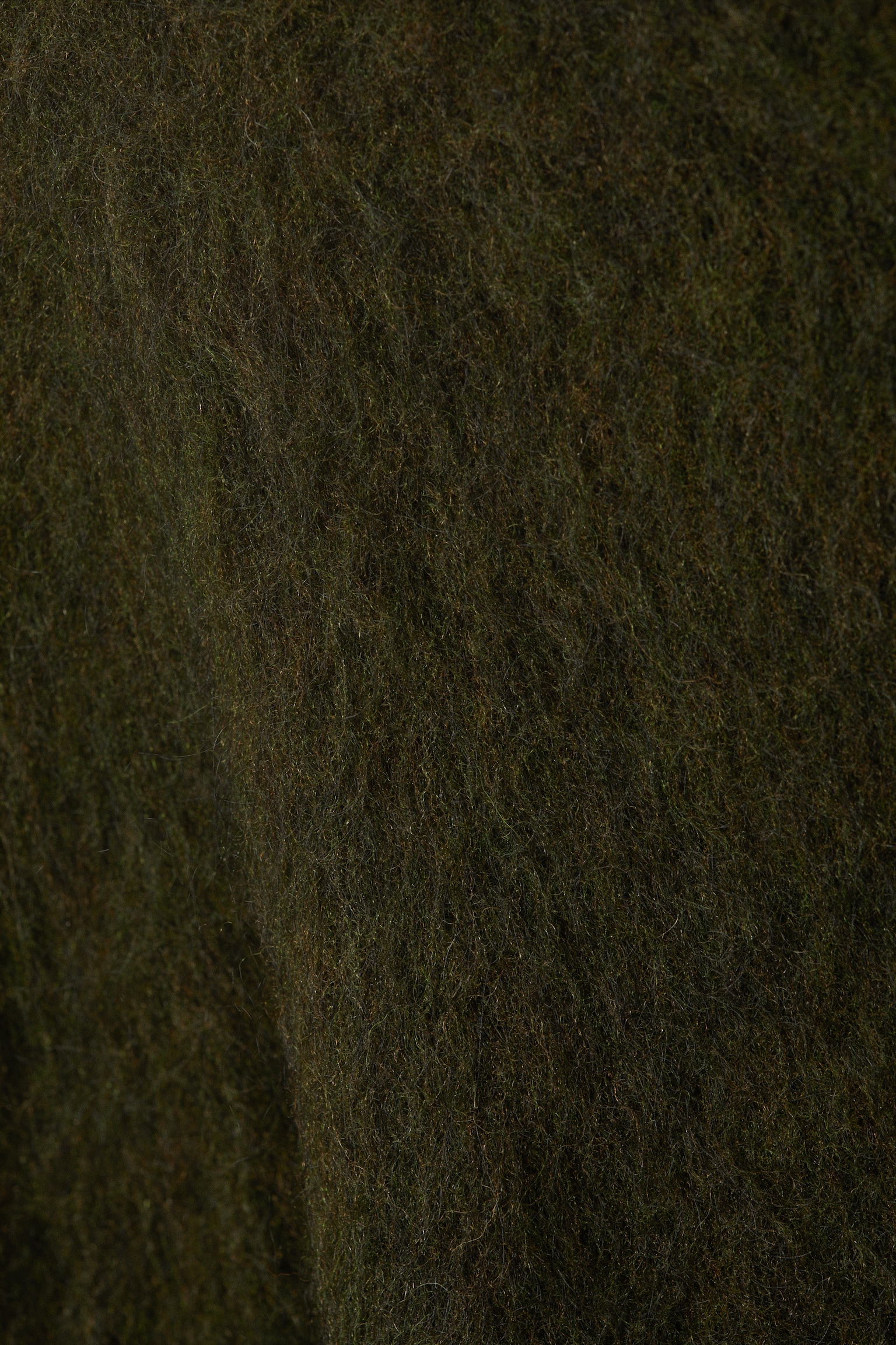 Oversized Knitted Mohair Blend Sweater - Dark Green/Beige - 4
