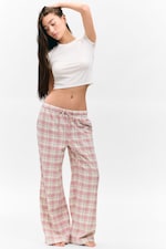 Pink & Weiß kariert - Flanell-Pyjamahose - 0